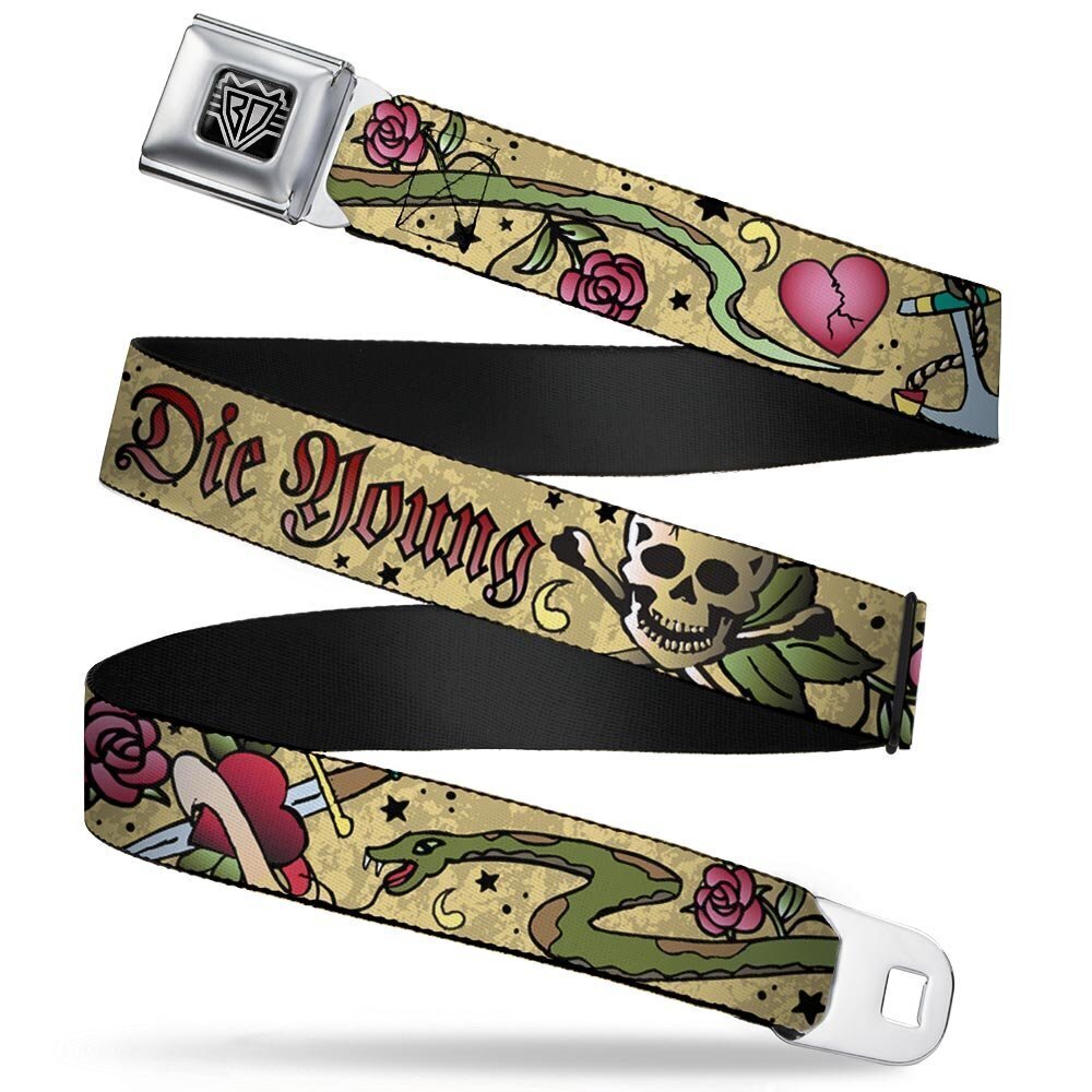 7447 Seatbelt Belt - Live Hard Die Young Tan - 1.5" Wide - 24-38 Inches in